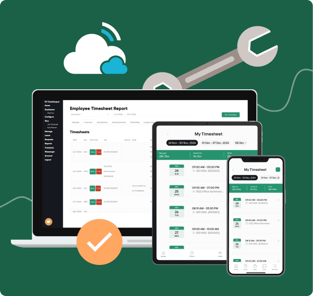 Clock in on the TimeKeeper Mobile App